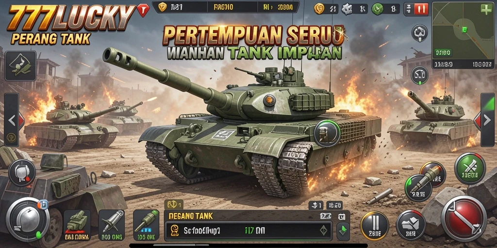 Antarmuka menarik dengan elemen permainan Perang Tank.