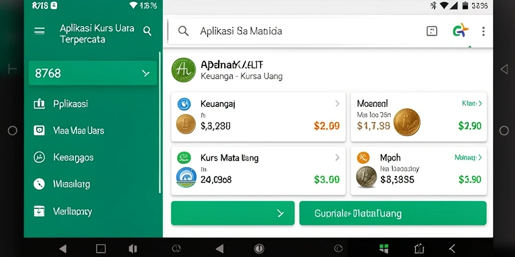 Tampilan antarmuka aplikasi Kurs Mata Uang 8768 yang informatif.