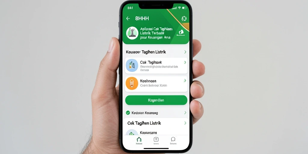 Antarmuka aplikasi cek tagihan listrik 8HHH yang user-friendly.