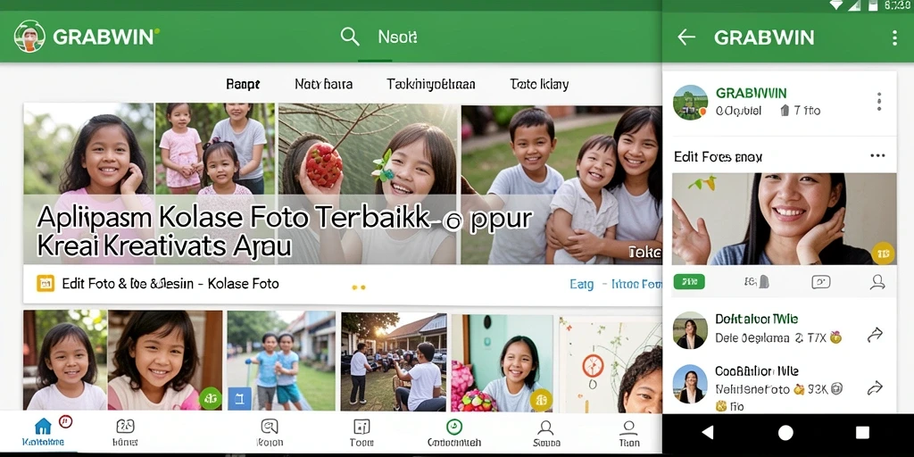 Tampilan antarmuka dan alat kolase foto GRABWIN yang menarik.
