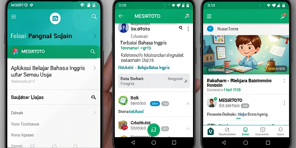 Tampilan antarmuka aplikasi MESIRTOTO yang mudah digunakan untuk belajar bahasa Inggris.