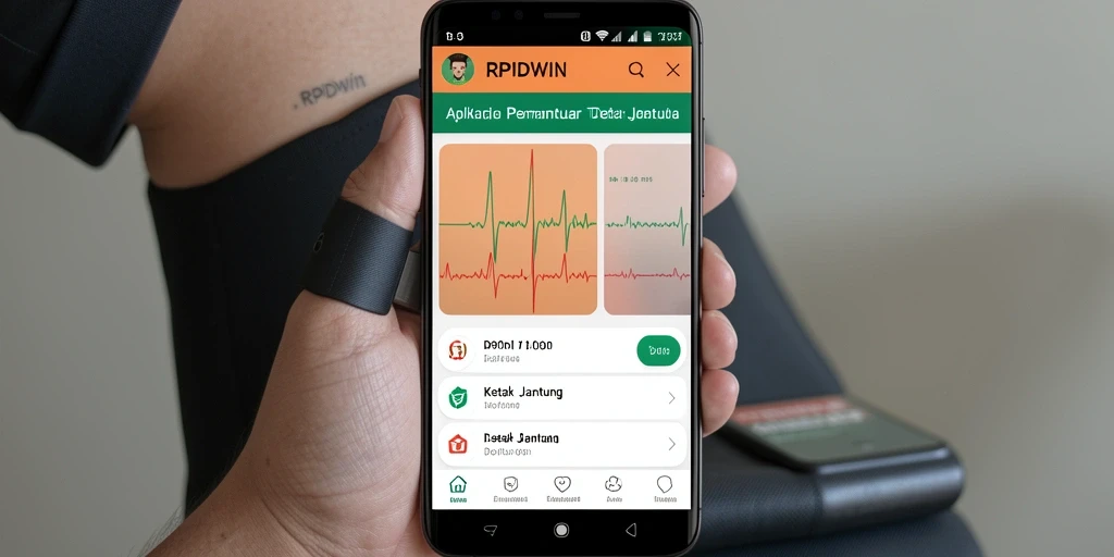 Tampilan antarmuka aplikasi RPIDWIN untuk pemantauan detak jantung.