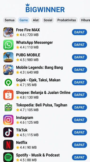 Akses Lengkap Aplikasi Populer di bigwinner — Temukan Favoritmu